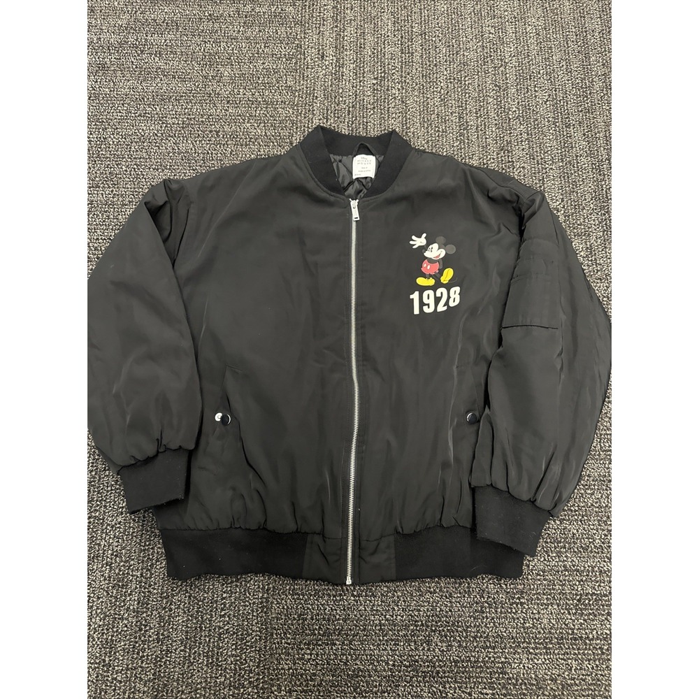 DISNEY MICKEY MOUSE Black logo 1928 Quilted Bomber Zip Up Jacket Size M - Picture 5 of 11